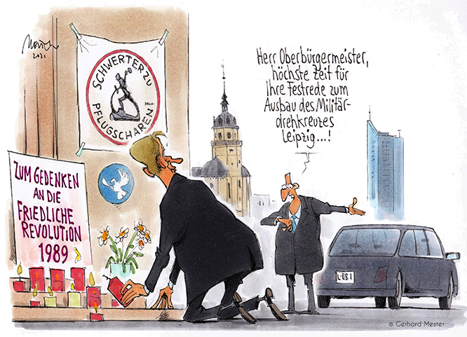 Herr Oberbürgermeister, höchste Zeit für Ihre Festrede zum Ausbau des Militärdrehkreuzes Leipzig... © Gerhard Mester